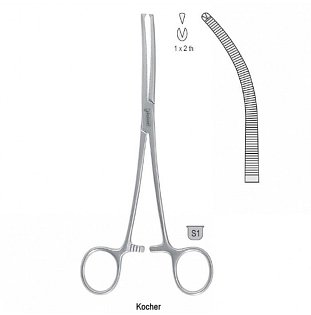 Cévní kleště zahnuté Kocher 140mm - 2ks skladem