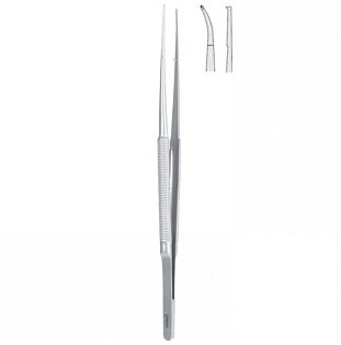 Mikrochirurgická pinzeta s půlkruhovou rukojetí, ohnutá 150 mm,5Ks skladem